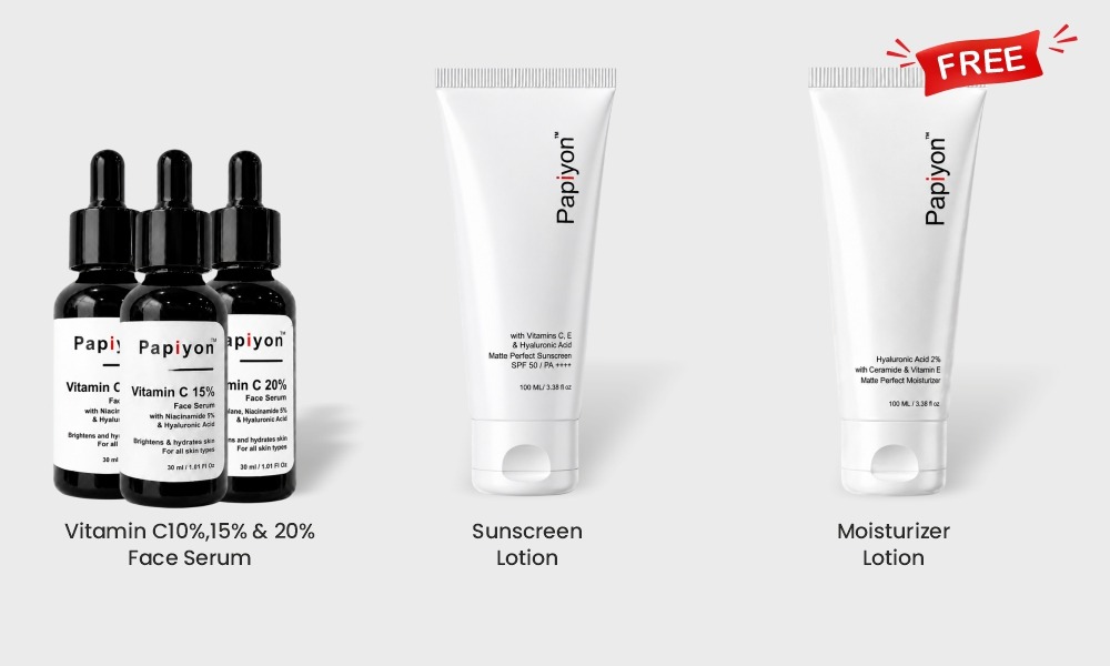 Buy Vitamin C 10% OR 15% OR 20% Serum + Sunscreen Lotion Get Moisturizing Lotion Free