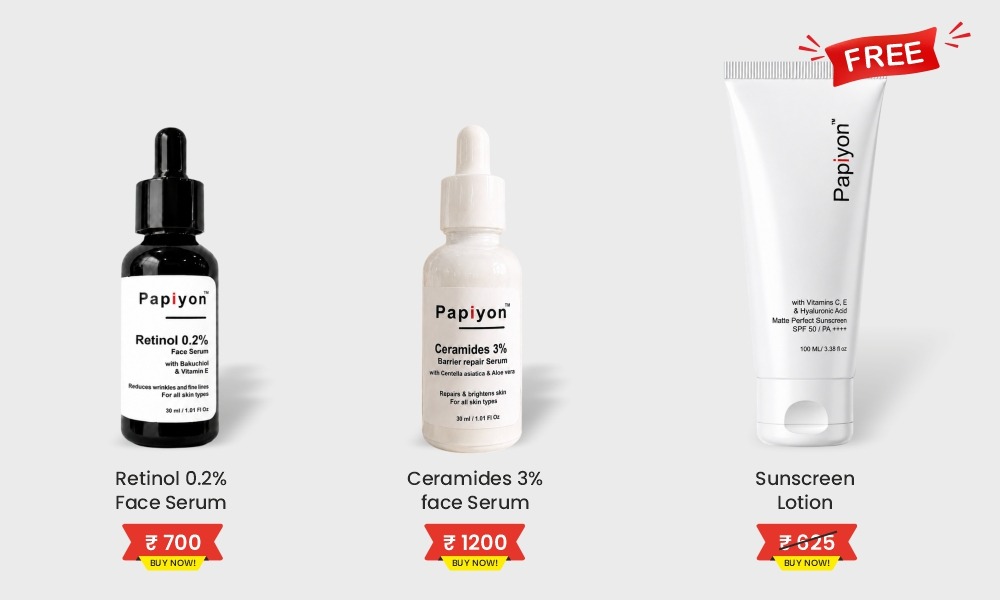 Buy Ceramide 3% Serum + Retinol 0.2% Serum Get Sunscreen Lotion Free